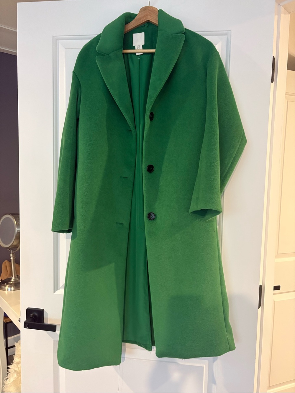 H&M Emerald Green Single-Breasted Trench Coat